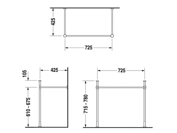 Консоль Duravit Vero 725x425x780 мм хром 0030661000
