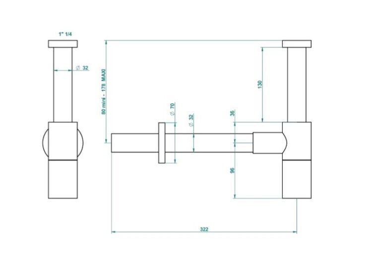 Сифон для раковины THG 1 1/4 никель G00B01309S