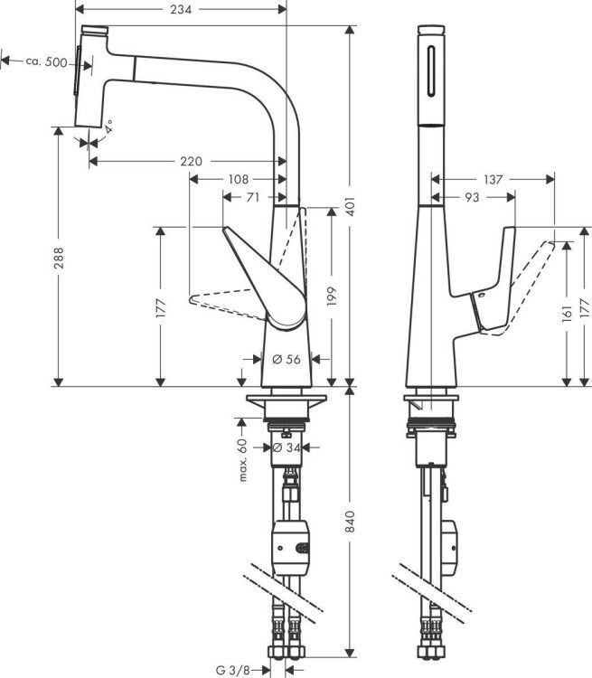 Смеситель для кухни Hansgrohe Talis Select M51 цвет сталь 72823800