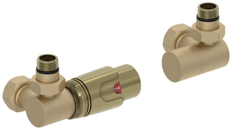 Комплект терморегуляторов Сунержа 3D автоматический левый G 1/2 x G 3/4 шампань матовый 02214210001