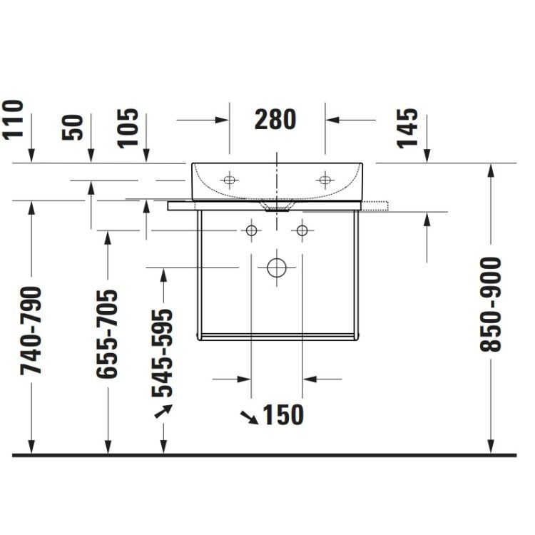 Консоль Duravit DuraSquare подвесная 565x381 мм с полотенцедержателем цвет черный матовый 0031334600