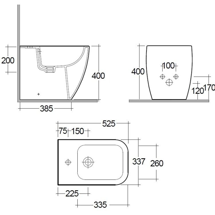 Биде напольное Kludi RESA C 337x525 мм белый 28BIB0243