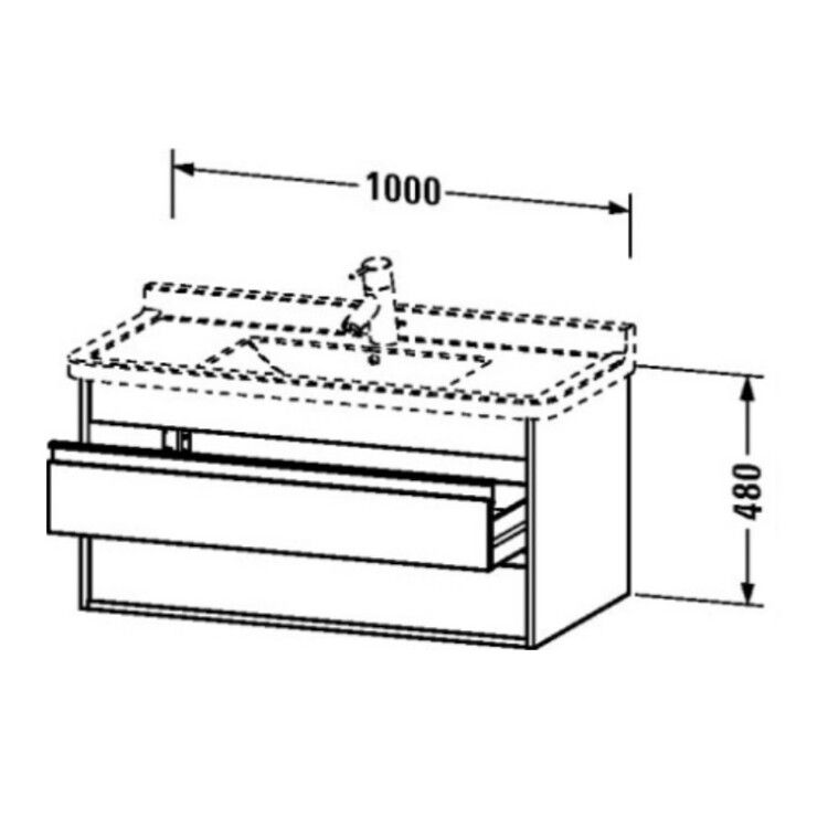Тумба под раковину подвесная Duravit Ketho 1000x455x480 мм 2 ящика белый матовый KT664501818