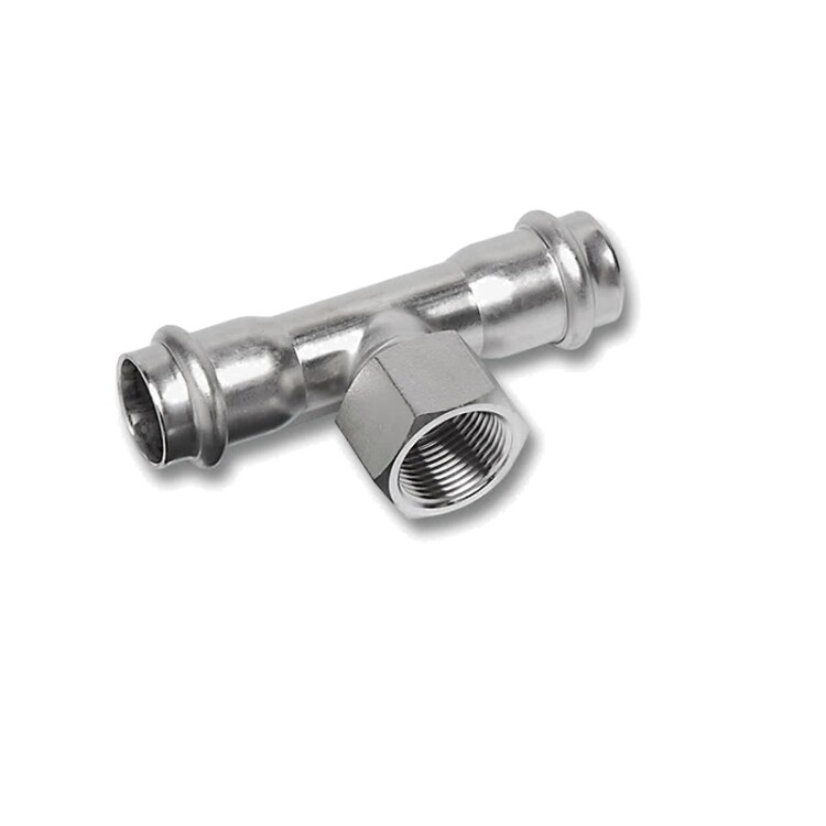 Тройник пресс SANHA NiroPress AISI 304L 28х1/2х28 мм ВР нержавеющая сталь 691130G2812283