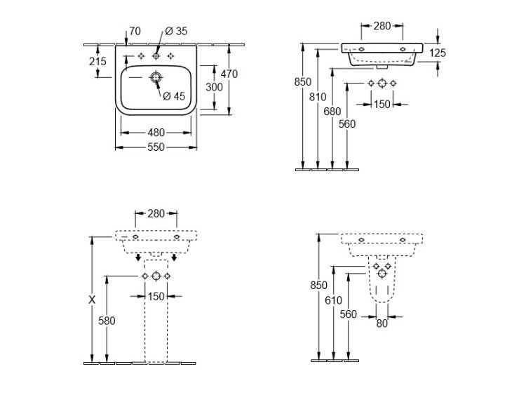 Раковина Villeroy & Boch Architectura 550x470 мм альпийский белый 41885501