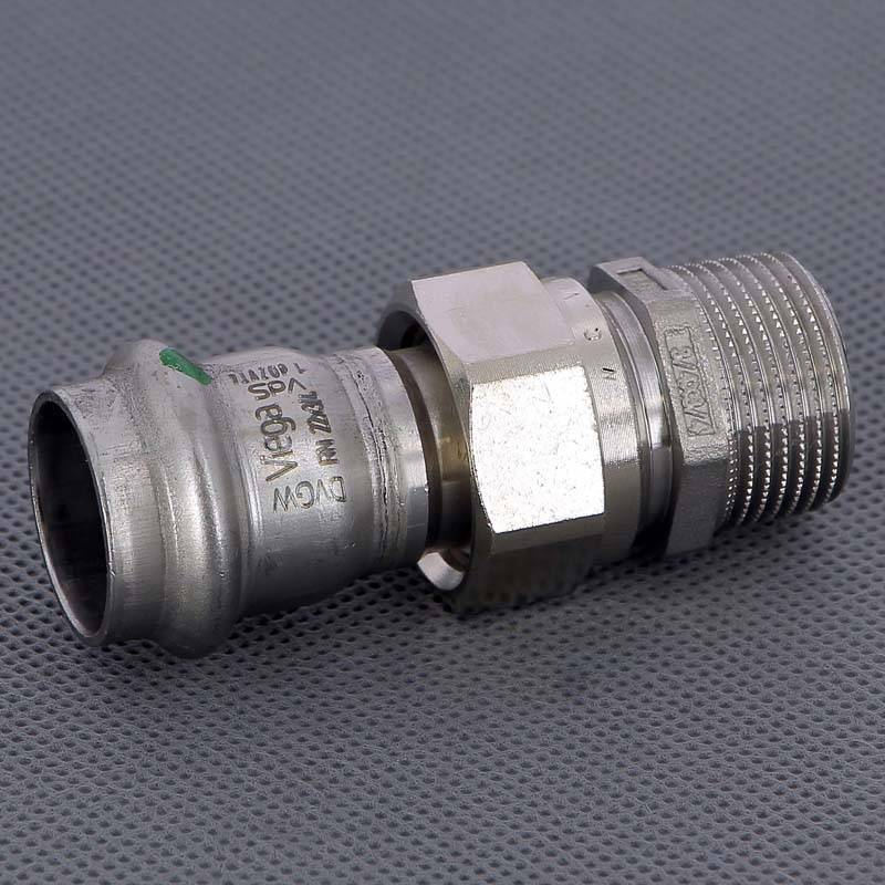 Муфта разъемная Viega Sanpress Inox 22x3/4 пресс-НР нержавеющая сталь 438302