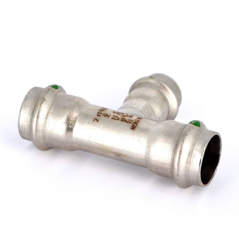 Тройник пресс Viega Sanpress Inox 22x18x22 мм нержавеющая сталь 435943