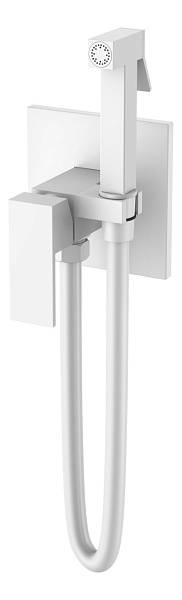 Гигиенический душ со смесителем Boheme Qubic белый матовый 477-MW