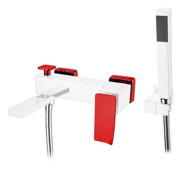 Смеситель для ванны Boheme Q настенный хром красный 143-CRR.2