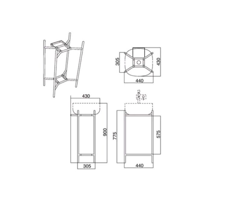 Консоль для раковины Scarabeo Laila 440x390x775 мм напольная черный матовый 2702NROP