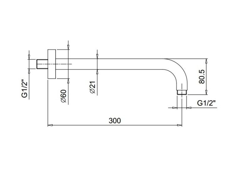 Держатель верхнего душа Fantini AF/21 Fukasawa настенный 300 мм цвет Matt British Gold PVD 81P68080