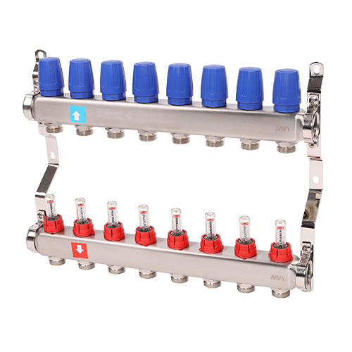 Коллекторная группа Hogart Premium 1 x 3/4 EK 8 выходов с расходомерами HOGMS50806
