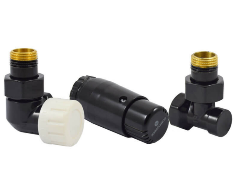 Комплект термостатический Schlosser Standard Mini осевой левый DN15 G1/2xG1/2 с головкой Mini M30x1.5 RAL 9005 602200067Ral9005