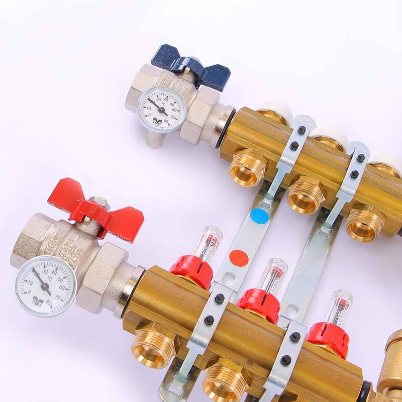 Коллекторная группа с термостатическими вентилями и расходомерами Tiemme 1x3/4 EK 3 выхода 3870008