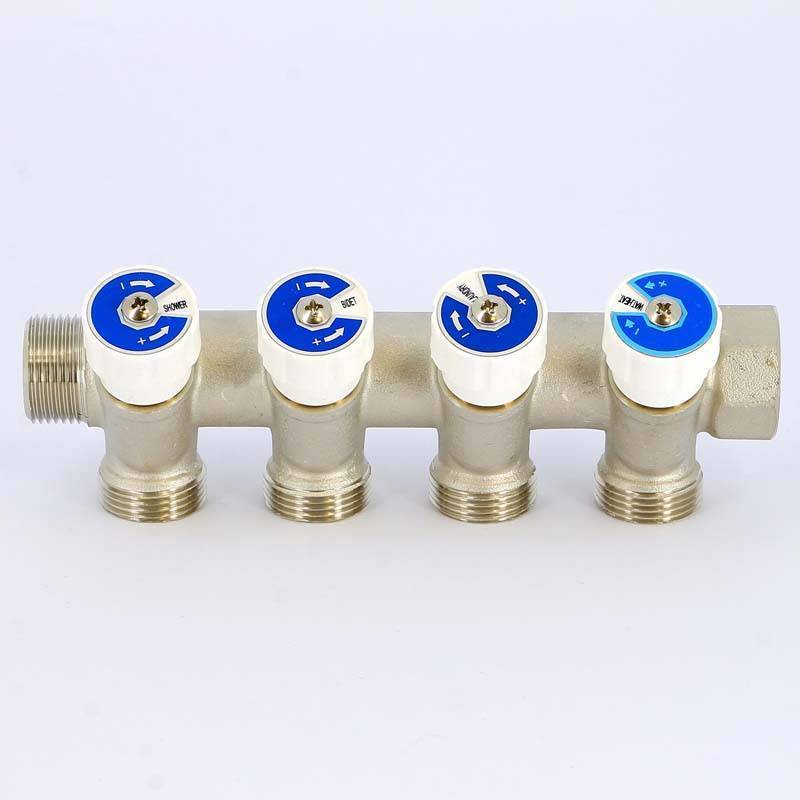 Коллектор с вентилями Uni-Fitt 3/4 4 выхода 3/4 EK 40 мм 402N3340