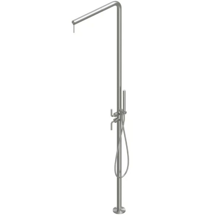 Душевая стойка Quadro design Levo со смесителем брашированная сталь CD01421AS
