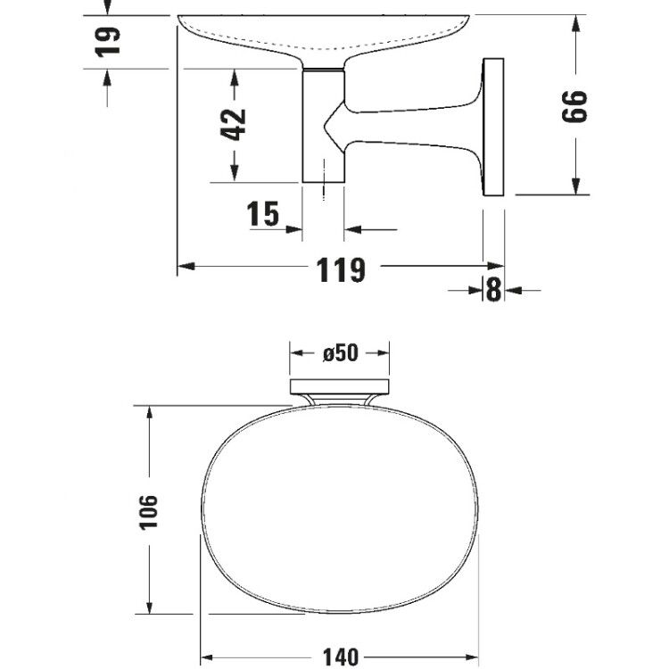 Мыльница настенная Duravit Starck T 140x119x66 мм бронза брашированная/белый матовый 0099330400