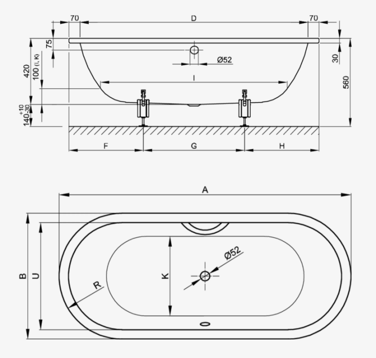 Ванна Bette BetteStarlet Flair Oval 1680x730 мм белая 8773000