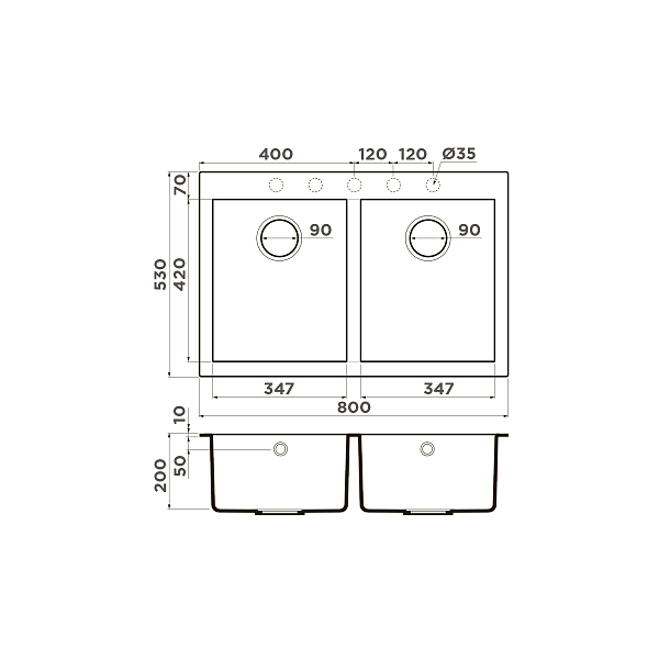 Кухонная мойка Omoikiri Bosen 80-2-EV Tetogranit 80x53 см эверест 4993842