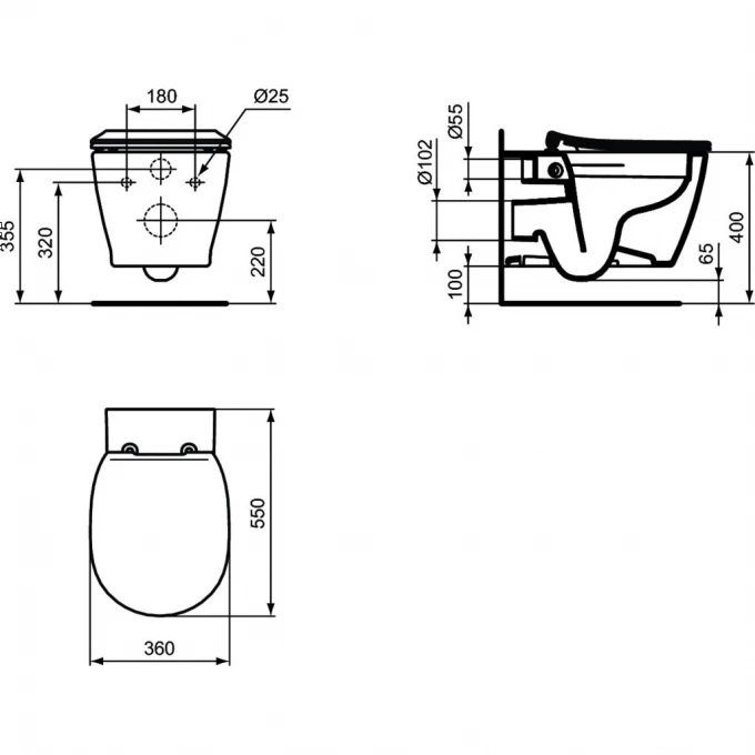 Унитаз подвесной безободковый Ideal Standard Connect с сиденьем микролифт E814901/E772401