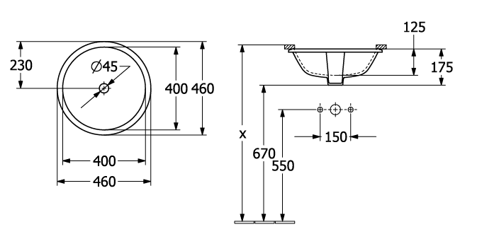 Раковина встраиваемая Villeroy & Boch Architectura 460x460 мм альпийский белый 5A754501