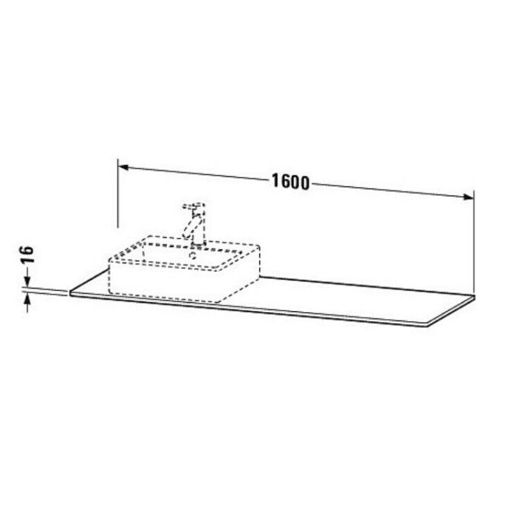 Столешница Duravit XSquare 1600x550x16 мм вырез слева белый глянцевый XS060HL2222