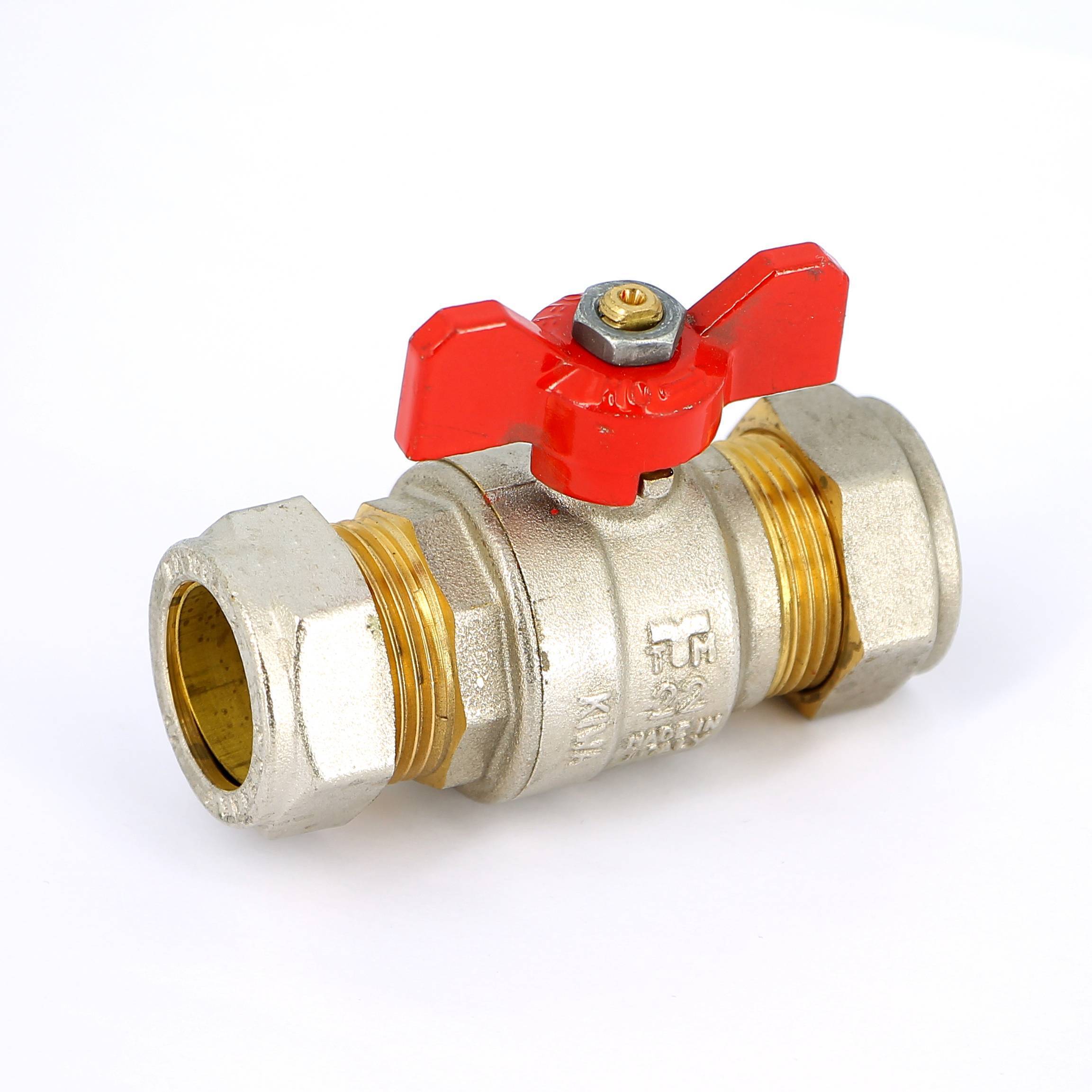 Кран шаровый обжимной Tiemme 2140 22 мм с бабочкой 2140001