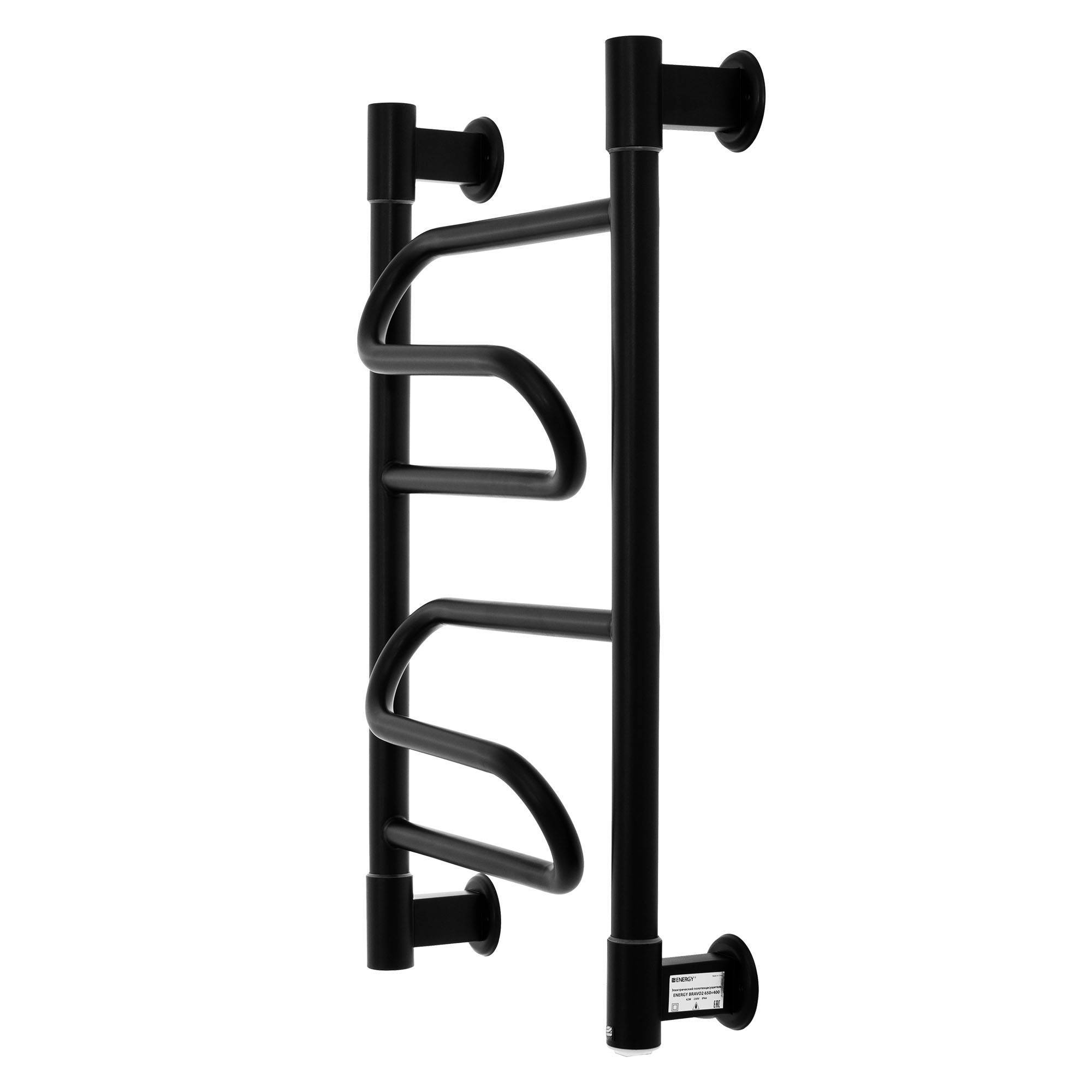 Полотенцесушитель электрический Energy Bravo2 650x400 мм черный матовый EETRBRAVO26540R905M RAL 9005