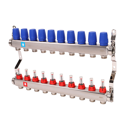 Коллекторная группа Hogert Premium 1 x 3/4 EK 10 выходов с расходомерами HOGMS51006