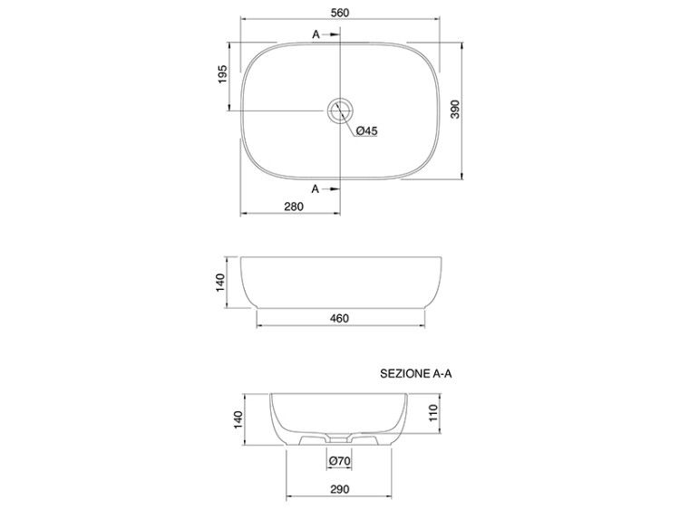 Раковина накладная Scarabeo Glam 560x390x140 мм белая декор Black line strip 1804RRNR