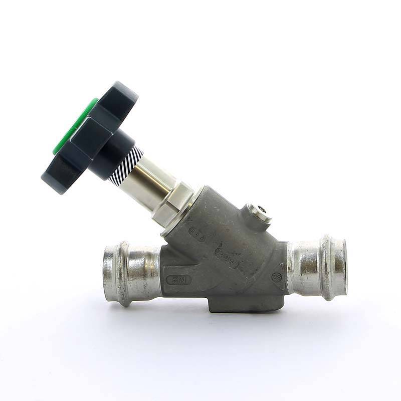 Вентиль наклонный Viega Easytop Sanpress Inox с дренажом 28 мм пресс 468422