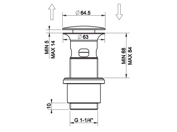 Донный клапан Gessi Technical Accessories 1 1/4 Stop&Go с переливом Black XL 01422299
