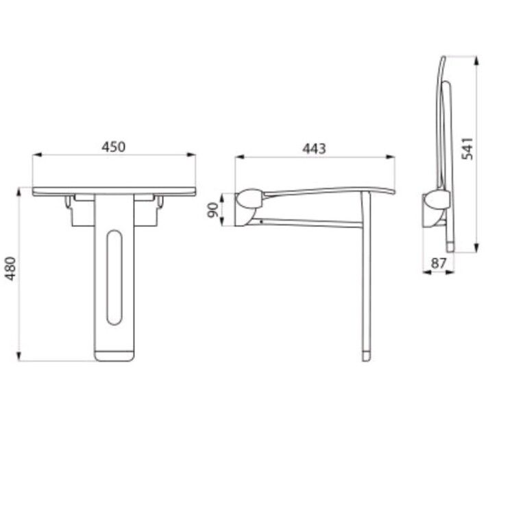 Сиденье для душа Delabie Be-Line откидное 450x443x480 мм белый/антрацит 511930C