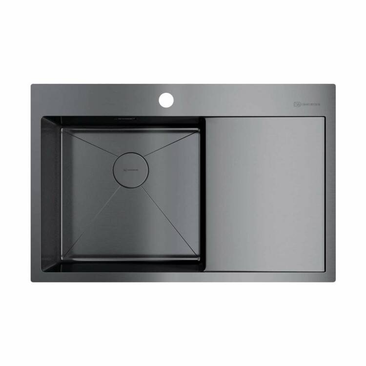 Мойка кухонная OMOIKIRI Akisame 78-L-GM 780x510 мм чаша слева вороненая сталь 4973099