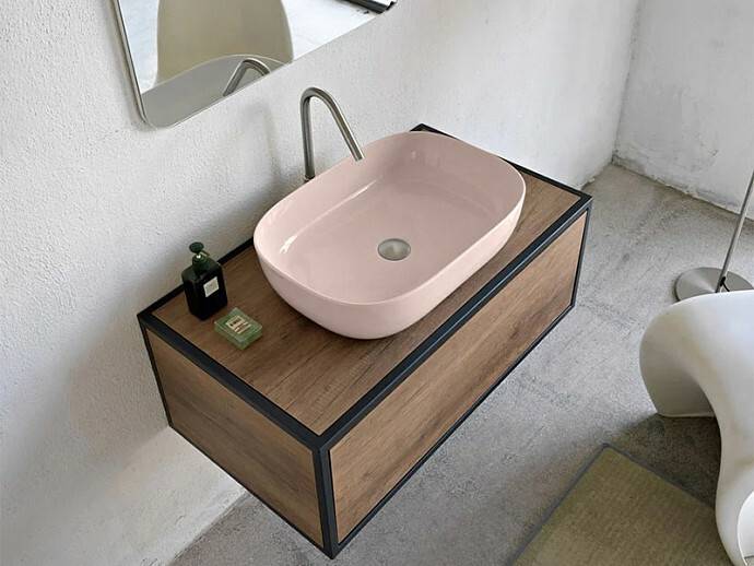 Раковина накладная Scarabeo Glam 56x39 см без отверстия для смесителя Antique Pink 1804/54