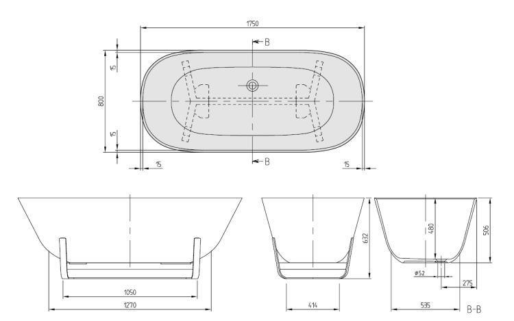 Ванна отдельностоящая Villeroy & Boch Antheus 1750x800 мм альпийский белый UBQ175ANH7F400V01