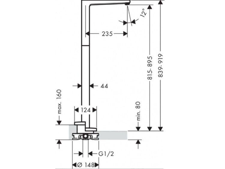 Излив напольный Hansgrohe Metropol для ванны 235 мм хром 32531000