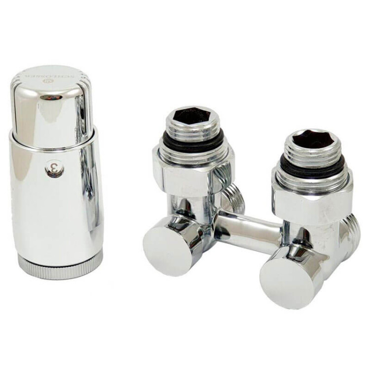 Комплект для подключения радиатора Schlosser Standard MINI 6008 угловой G 3/4x3/4 хром 600800058