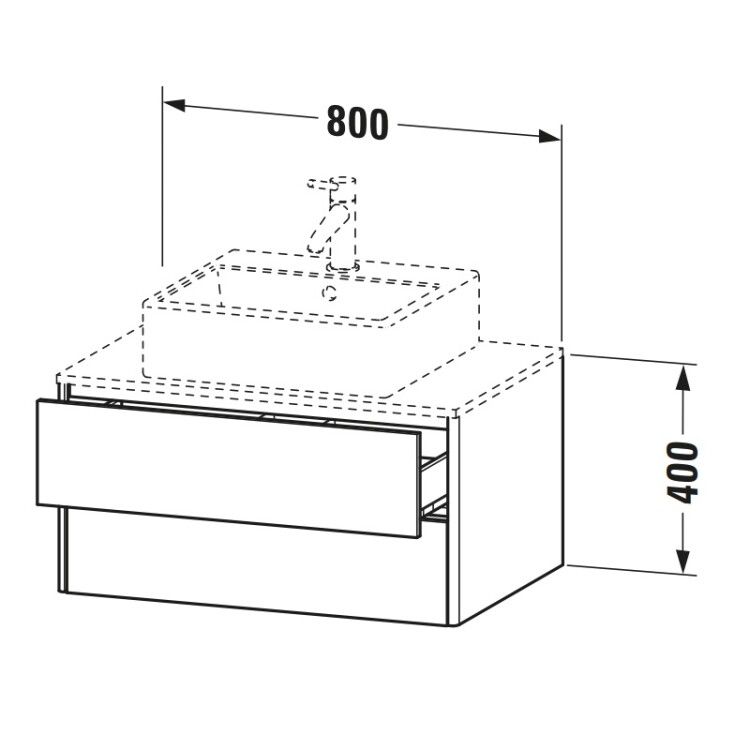 Тумба под раковину Duravit XSquare 800x548x400 мм подвесная графит суперматовый XS491008080