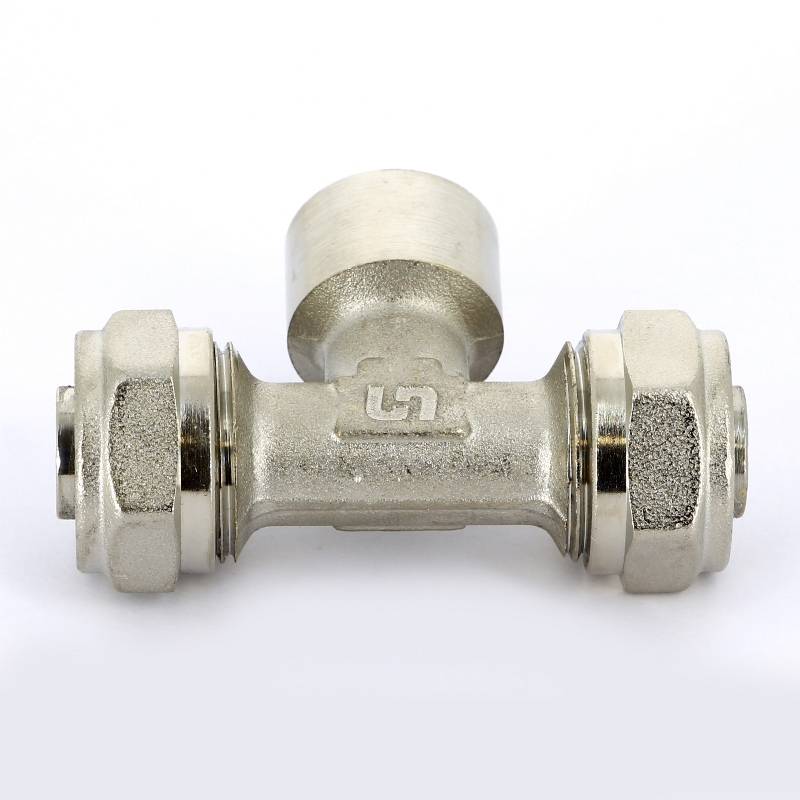 Тройник обжимной Uni-Fitt никелированный 20х1/2х20 ВР 667N7270