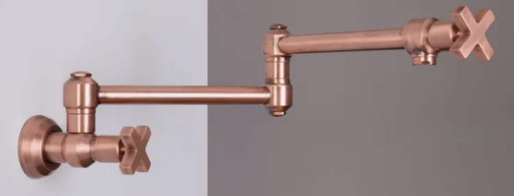 Смеситель для кухни Nicolazzi Monte Croce настенный с запорным краном Copper Plated 2251RA27