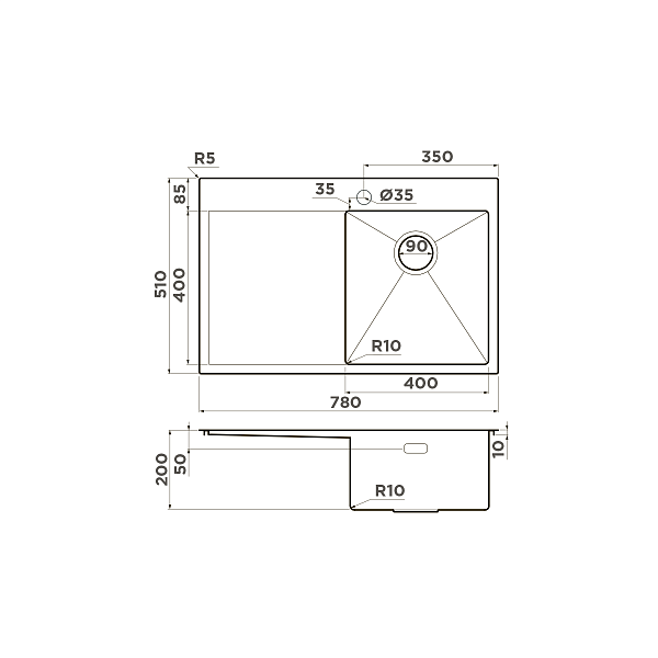 Кухонная мойка Omoikiri Akisame 78-IN-R 78x51 см нержавеющая сталь 4973061