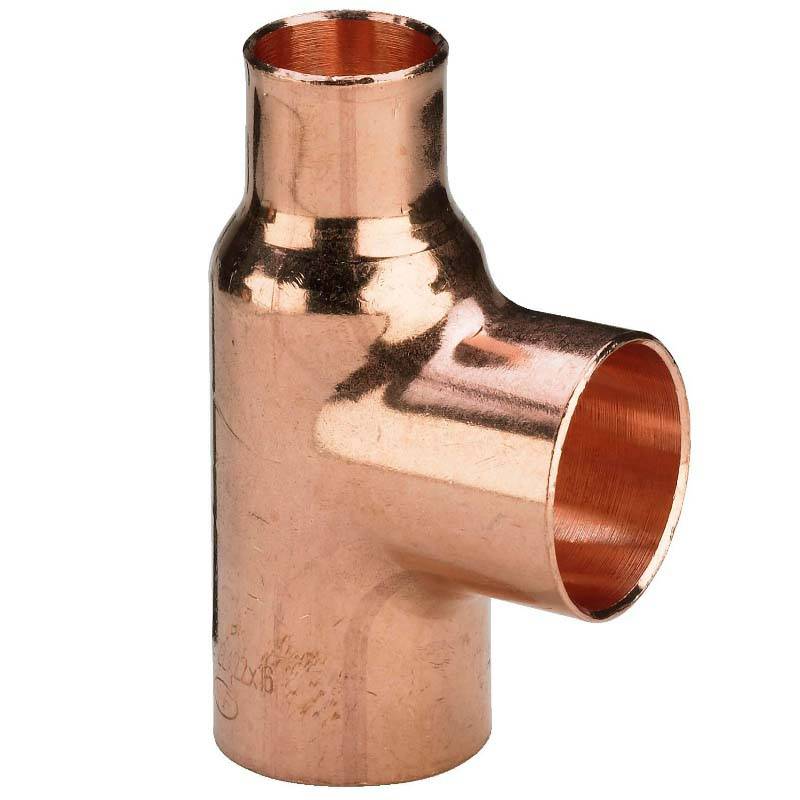 Тройник медный под пайку Viega 18х15х18 мм 100582