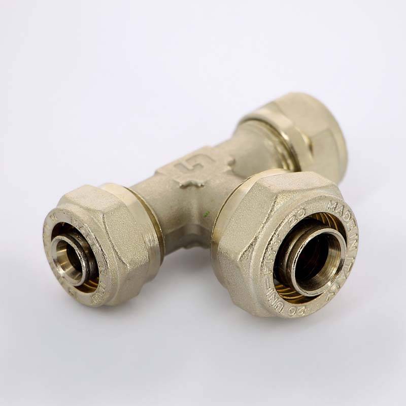 Тройник обжимной никелированный Uni-Fitt 16х20х16 мм 666N6760