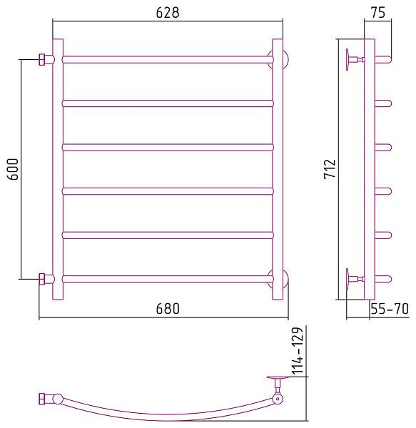 Полотенцесушитель водяной Стилье Версия-Б2 60x60 см белый 12612-6060