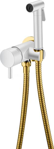 Гигиенический душ со смесителем Boheme Uno белый матовый/матовое золото 467-WG