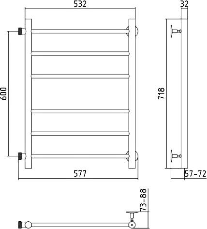 Полотенцесушитель водяной Стилье Версия-Б 50x60 см без покрытия 00610-6050