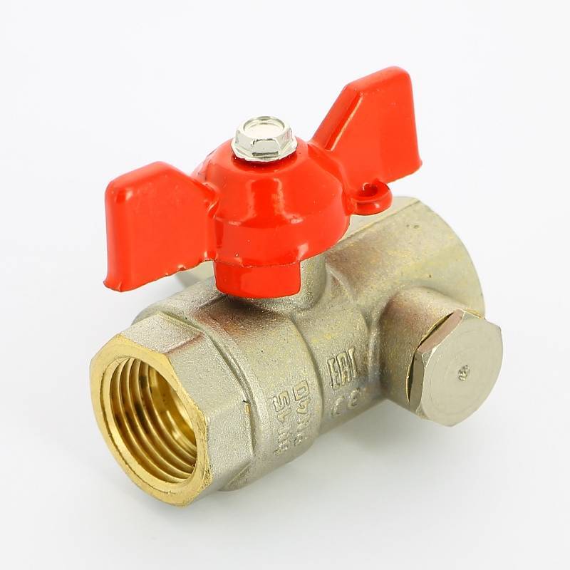 Кран шаровой LD Pride 44.344.15 с дренажным вентилем 1/2 ВР/ВР бабочка 44.344.15