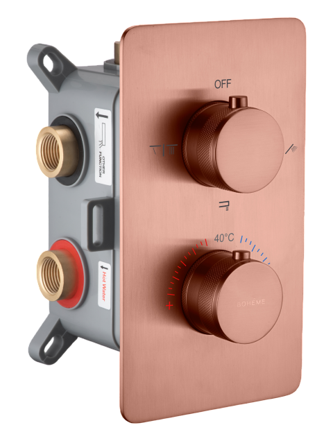 Смеситель термостатический для душа встраиваемый Boheme Cell на 3 потребителя с внутренней частью матовая медь 134-3-CB
