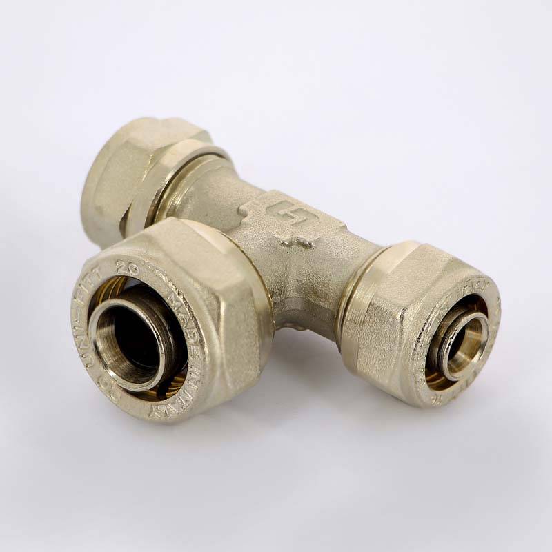 Тройник обжимной никелированный Uni-Fitt 16х20х16 мм 666N6760